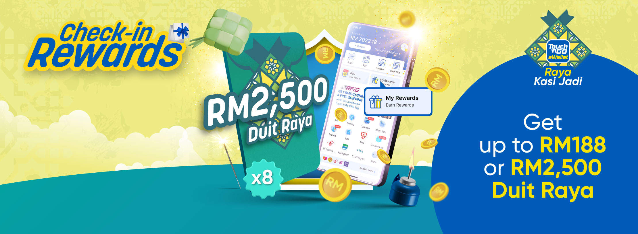 Get RM2,500 Duit Raya or up to RM188 eWallet credit