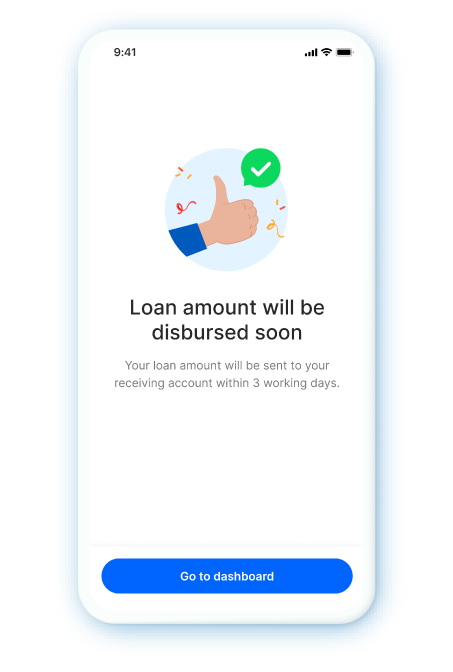 Your loan will be disbursed into your receiving account