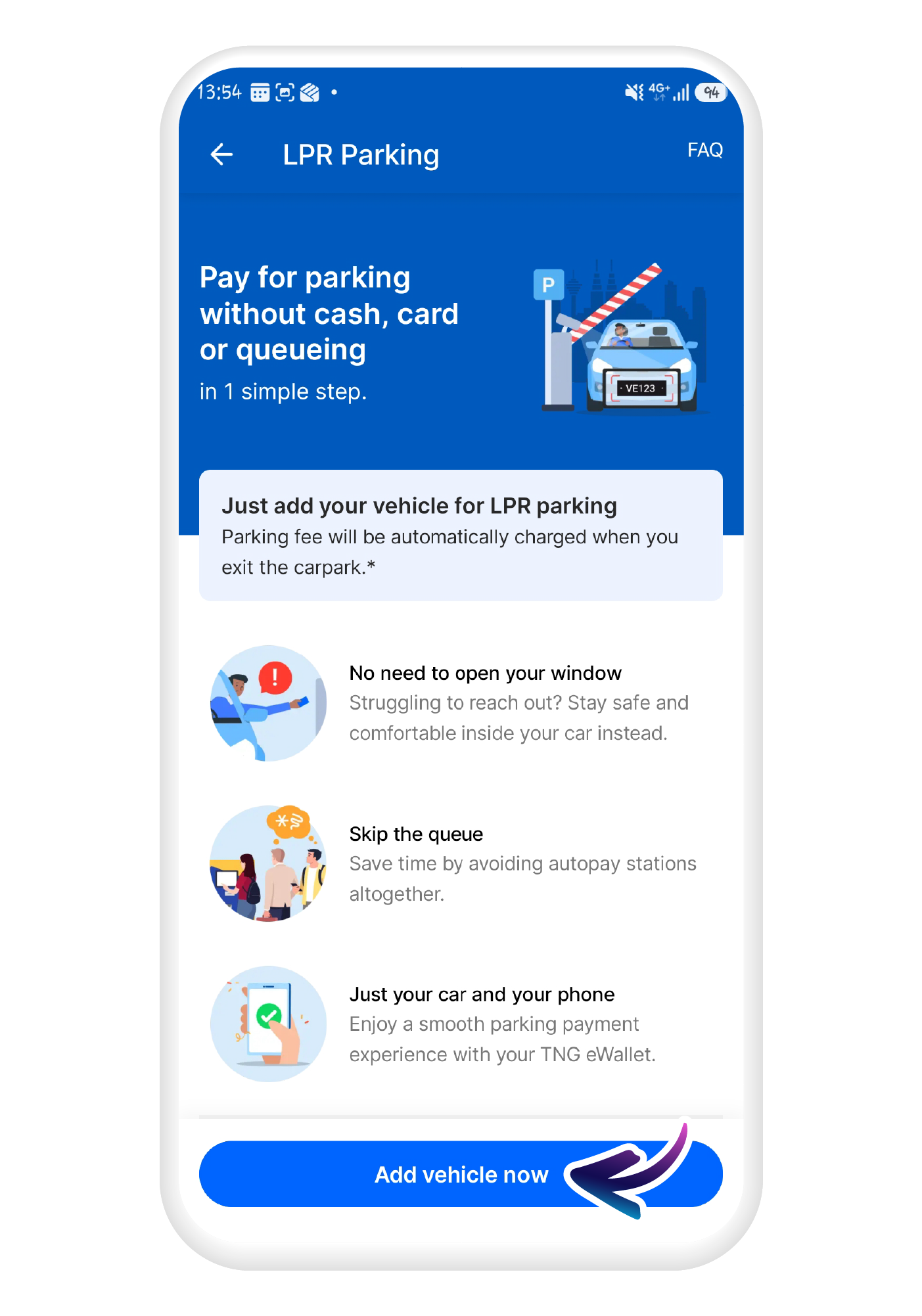 Click “Add vehicle now” (you can add up to 10 vehicles).