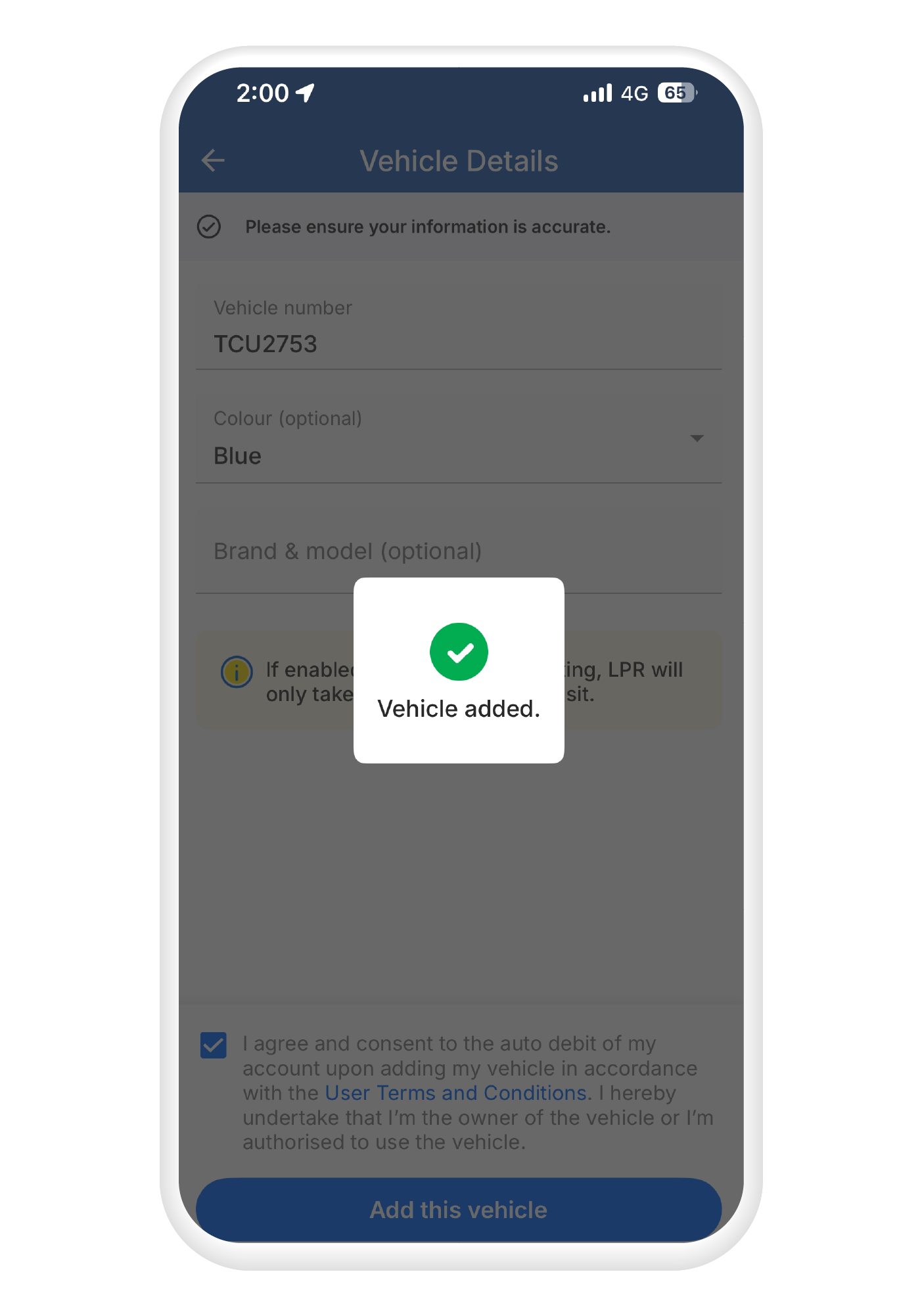 Complete the verification process and your vehicle is now ready for LPR!