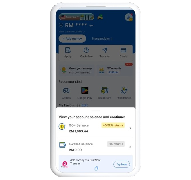 Tap on "eWallet balance"