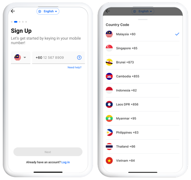 Select your country from the dropdown menu