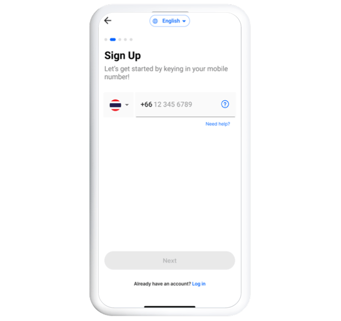 Key in your mobile number